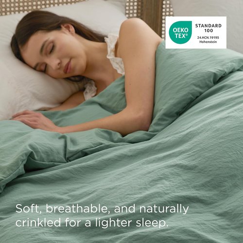 Bedsure Sage Green Duvet Cover | Extra Soft Prewashed Cotton-Like Polyester | Queen Size 90x90 Inches with Zipper Closure