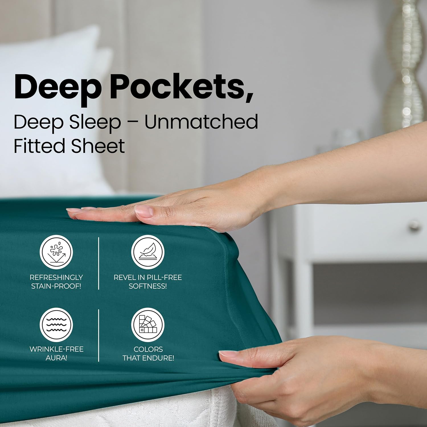 Utopia Bedding King Fitted Sheet - Deep Pocket Soft Microfiber - Fade Resistant & Easy Care | Teal
