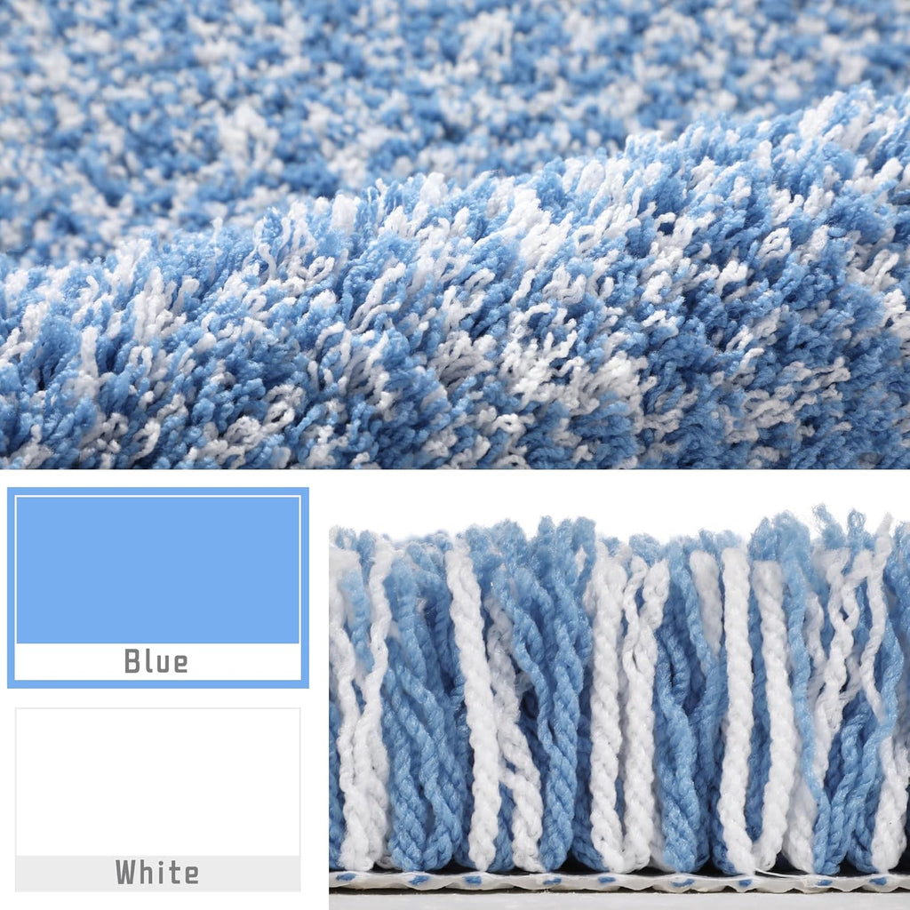 Yimobra Bath Rugs - Ultra Soft Non-Slip Microfiber Bath Mats | 32x20 Blue and White, Machine Washable