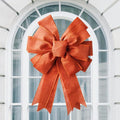 Large Fall Bow Wreath - Thanksgiving Decor with Buffalo Bows | Indoor/Outdoor Orange Holiday Decoration