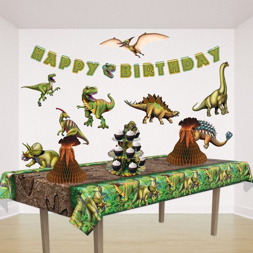 Beistle 2-Piece Tissue Volcano Centerpieces, Tropical Island Party Decorations, Dinosaur Party Decor, Lava Party Accessories, 15"