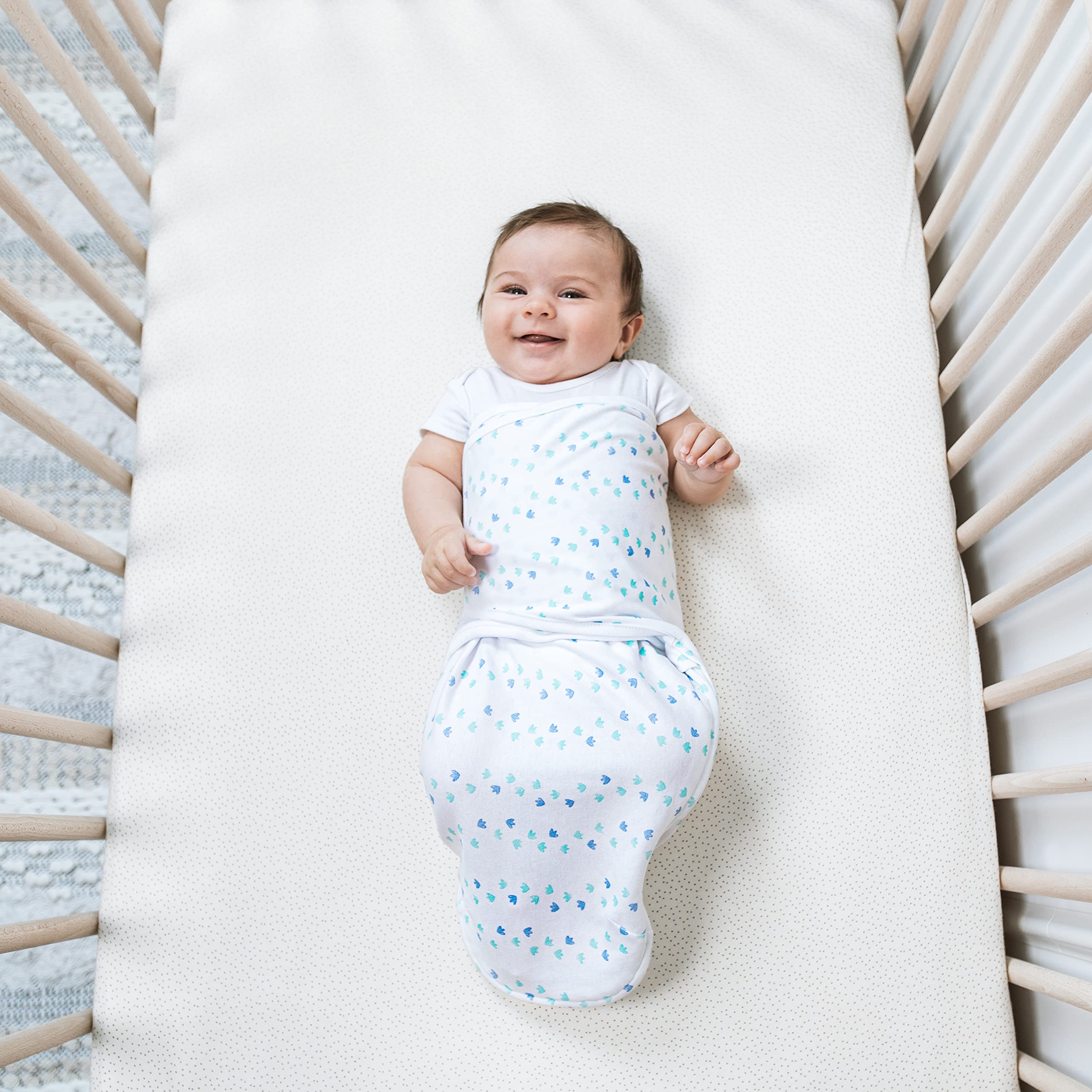 aden + anais Essentials Easy Swaddle Wrap Quick Change with Bottom Zipper, Snug Cotton Knit Baby Wrap Swaddle Blanket for Newborns, TOG 1.0, 5 Pack, Feminine Florals, 0-3 Months, Small/Medium