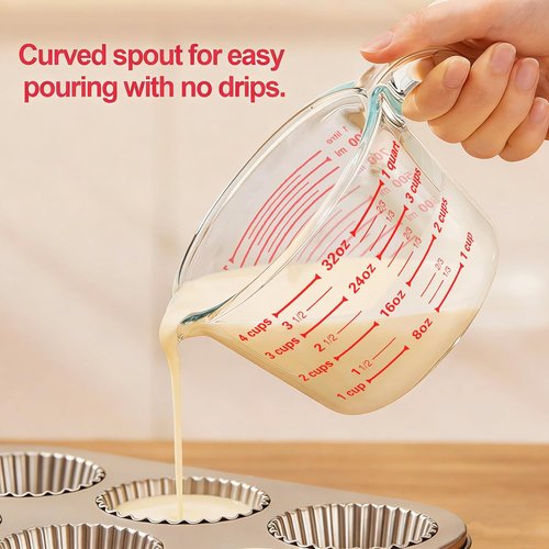 MCIRCO Glass Measuring Cups Set - 6 Pcs with Lids, 1-Cup, 2-Cup, 4-Cup Nesting Jugs for Kitchen Use