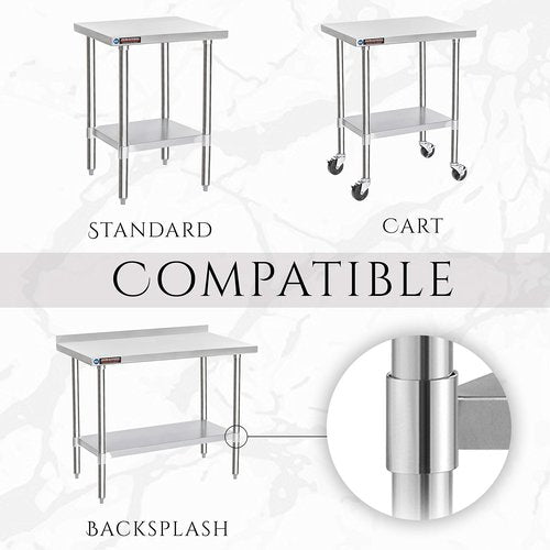 DuraSteel Galvanized Under Shelf for Work Tables - Extra Adjustable Lower Shelf for 24" x 18" Stainless Steel and Wooden Worktables - Fits for use in Restaurant, Warehouse, Home, Kitchen, Garage