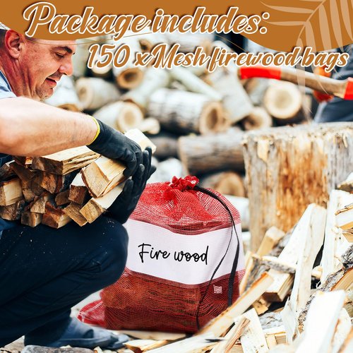 GliCraft 150 Pcs Onion Bags Reusable Mesh Produce Storage with Drawstring Firewood Bags Onion Potato Storage Sacks for Garden Vegetable Fruit Produce Packaging Supplies (22 x 24 Inch)