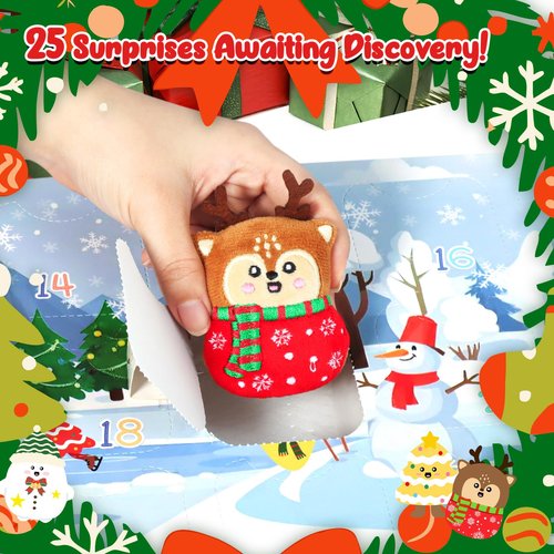 Advent Calendar 2025 Kids, Mini Plush Advent Calendar with 25 PCS Cute Emotional Plushies, Christmas Stocking Stuffers & Holiday Gifts for Kids, Teen Girls Boys & Collectors
