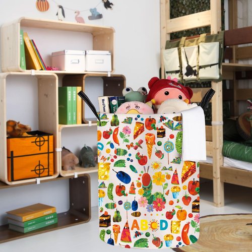JNIAP Caterpillar Laundry Baskets Caterpillar Book Storage Basket Butterfly Teacher Gifts Caterpillar Laundry Hampers (ABCD LB)