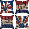 AVOIN Colorlife Throw Pillow Covers - Patriotic Red, White & Blue Fireworks Design | 18 x 18 Inch Set of 4 for 4th of July