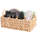 Niuirt Wicker Party Silverware Caddy, Water Hyacinth Plastic Cutlery Utensil Holder, Hand Woven with Handles, Kitchen Countertop and Picnic flatware Organizer (5 compartments)