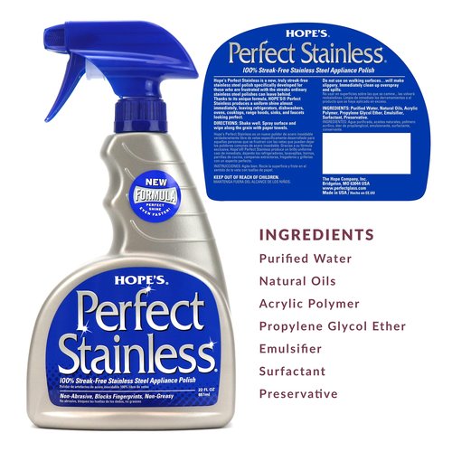 HOPE'S Perfect Stainless Steel Cleaner and Polish, 22-Ounce, Streak-Free Self-Polishing Formula, Blocks Fingerprints, 1 Pack