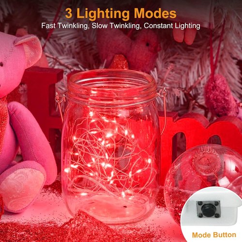Btfarm Fairy Lights - 20 LED Battery Operated Twinkle Lights | Waterproof 7ft Silver Wire for Christmas & Weddings