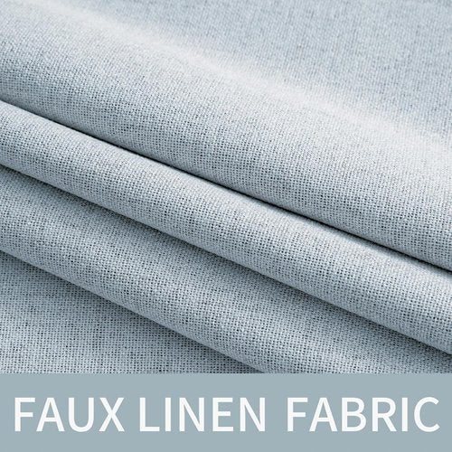 MIULEE 100% Blackout Linen Textured Curtains - Thermal Insulated Chambray Blue | 52 x 108 Inch (2 Panels) for Luxury Bedroom Decor