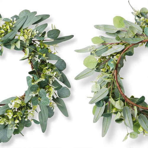 Eucalyptus Wreath - 19'' Green Spring & Summer Decor | Artificial Farmhouse Wreath for All Seasons