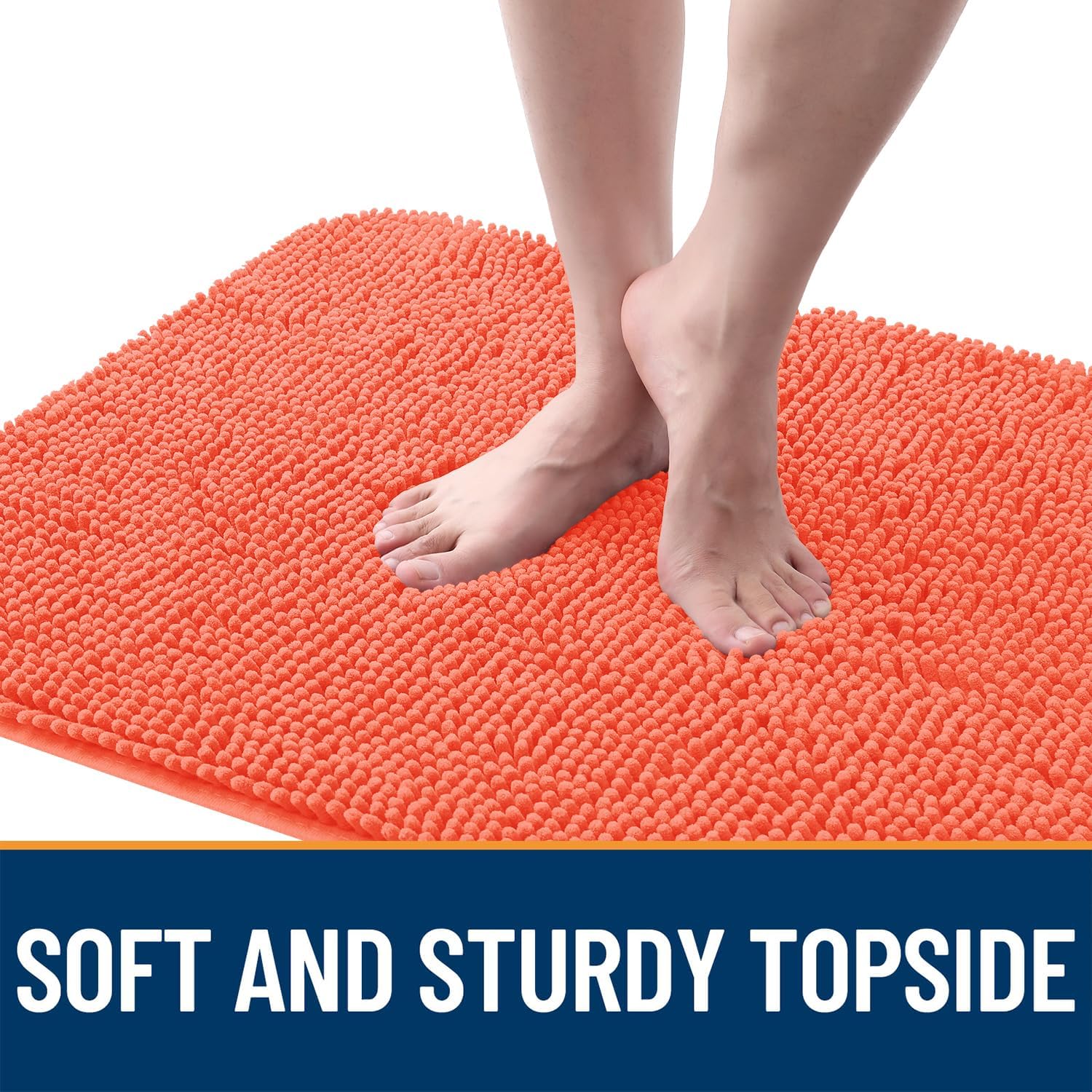 OLANLY Dog Door Mat - Absorbent Non-Slip Washable Doormat for Muddy Paws | 34x21 Coral Color