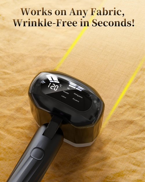 2025 Upgrade Steamer for Clothes, 2 in 1 Iron & Steamer for Quick Wrinkle Removal, 5 Adjustable Grades Temperature with LED Digital Display for Home, Office and Travel Use