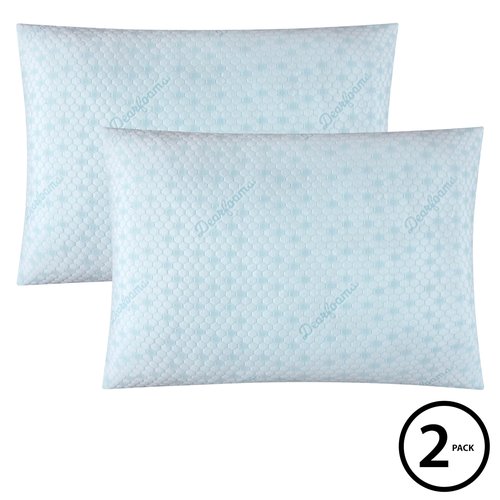 Dearfoams Cool Knit Nylon Infused Bed Pillows, Standard/Queen Size 20"x28", 2 Count
