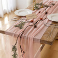 Keketoarrange Pink Cheesecloth Table Runner - 120 Inch Rustic Boho Decor for Weddings & Parties