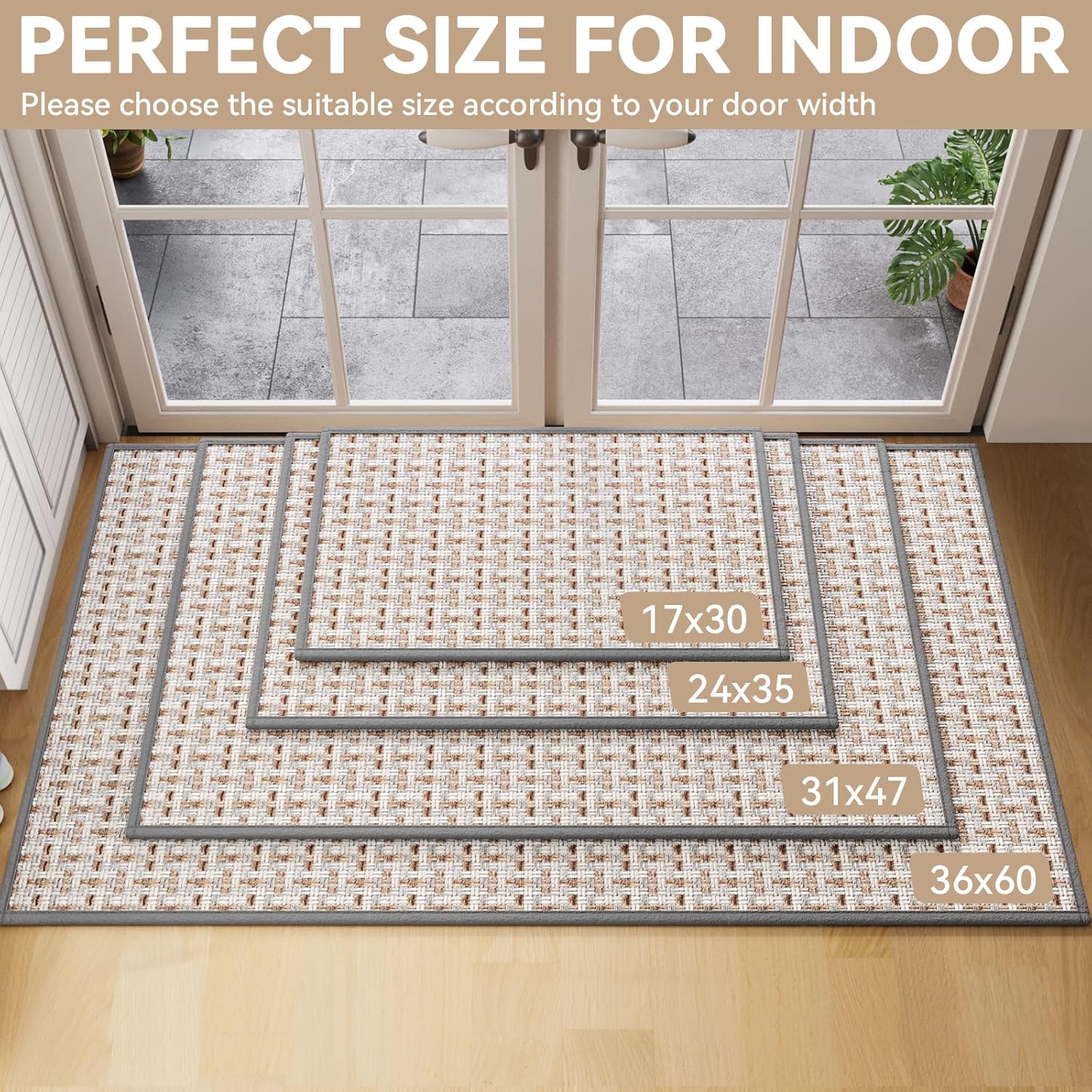 Skiennix Door Mat - Indoor Entrance Mat with Dirt Resistance & Non-Slip Rubber Backing | 17"x30", Gray