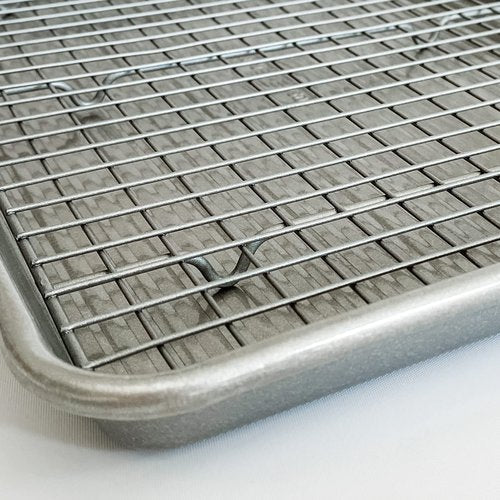 USA Pan Bakeware Half Sheet Baking Pan and Bakeable Nonstick and Cooling Rack Set, Metal & Bakeware Half Sheet Pan, Set of 2, Aluminized Steel