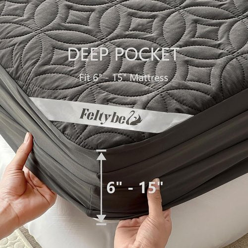 FELTYBED Twin Size Waterproof Mattress Protector - Soft Grey Bed Cover | Breathable & Noiseless Design