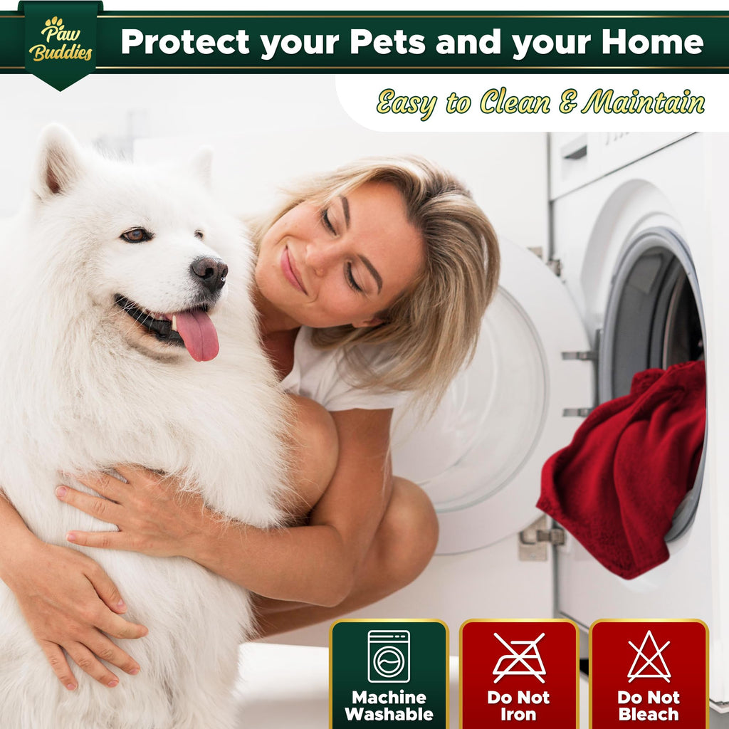 Paw Buddies Premium Waterproof Blanket 80"x90" Velvet-Feel Reversible Throw – Leakproof, Machine Washable Bed & Sofa King Size Protector for Couples, Pets & Travel + Bonus Small Blanket