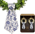 AZYM Wreath Sash Set - Elegant Blue Flower Ribbon for Front Door & Indoor Decor | 2 Pcs