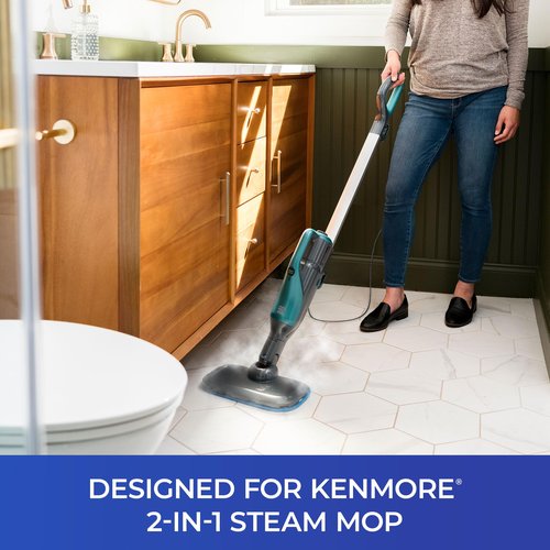 Kenmore KP1010 Steam Mop Textile Pads, 4 Washable Pads for Kenmore SM2050 2-in-1 Steam Mop Hard Floor Cleaner, Blue
