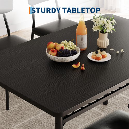 IDEALHOUSE 3-Piece Dining Table Set for 2 with Storage Rack, Wood Kitchen Table with Upholstered Chairs Set of 2, Small Square Table Set with Metal Legs Support, for Dining Room, Living Room, Black
