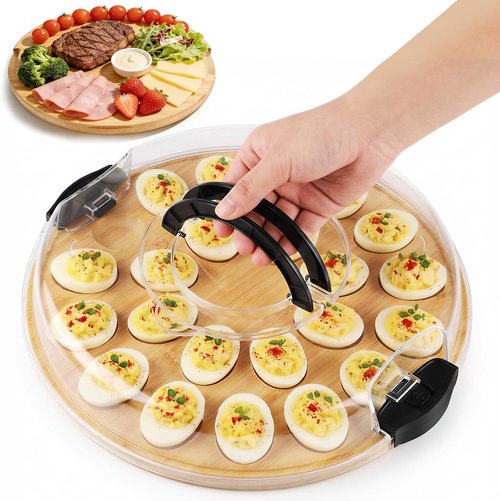 Deviled Egg Containers by [Brand Name] - Portable 24-Slot Platter Tray with Lid | Ideal for Easter, Parties & Picnics