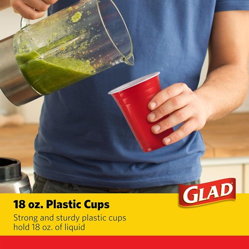 Glad Everyday Disposable Plastic Cups - Heavy Duty Red Party Cups | Strong & Sturdy, 18 Ounce, 40 Count