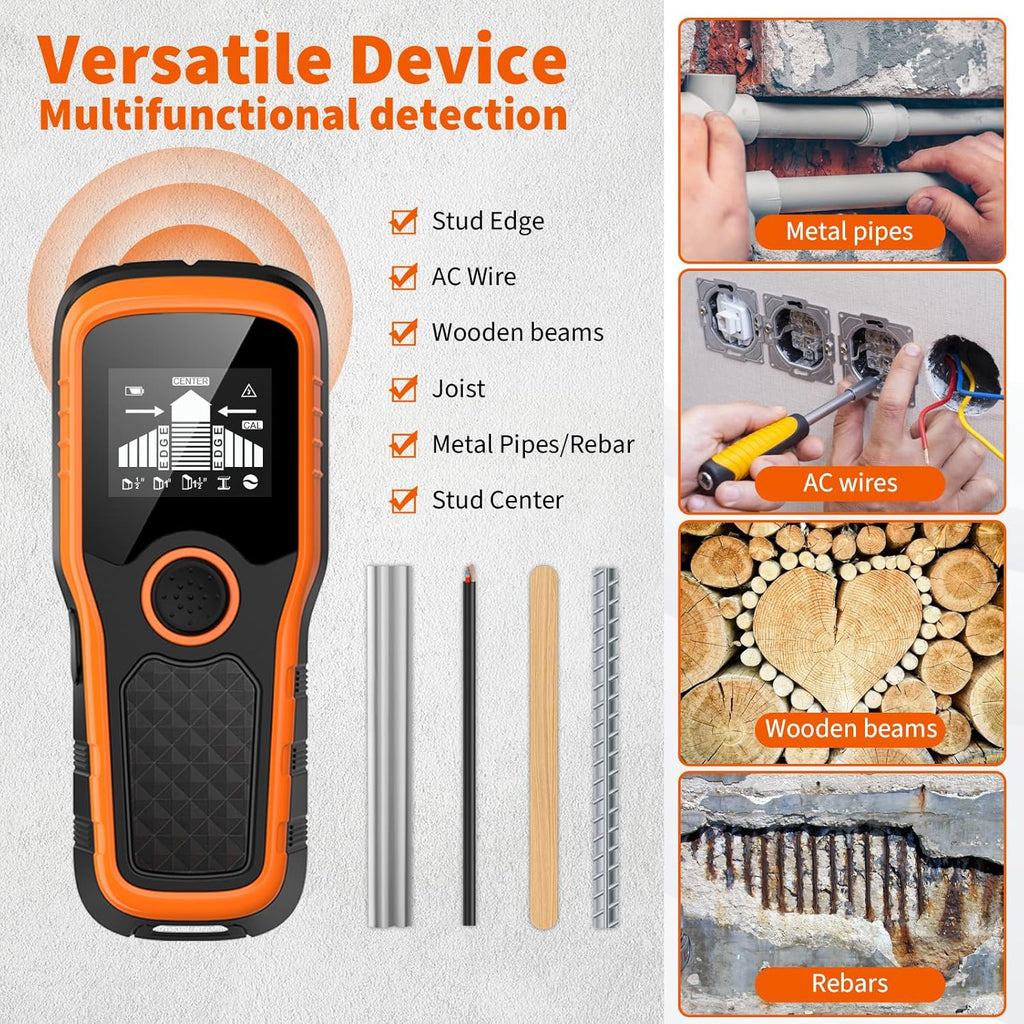 Skiennix Stud Finder Wall Scanner 5-in-1 - Detect Wood, Metal, Pipes & Wires | High-Def LCD & Alarm