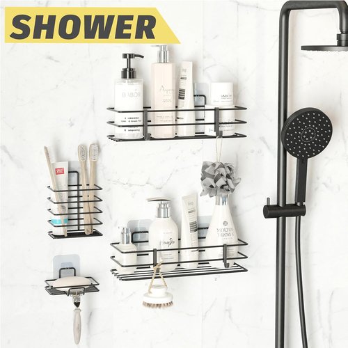Dekula Shower Caddy Organizer - Rustproof Stainless Steel 4-Pack for Bathroom & Kitchen Storage