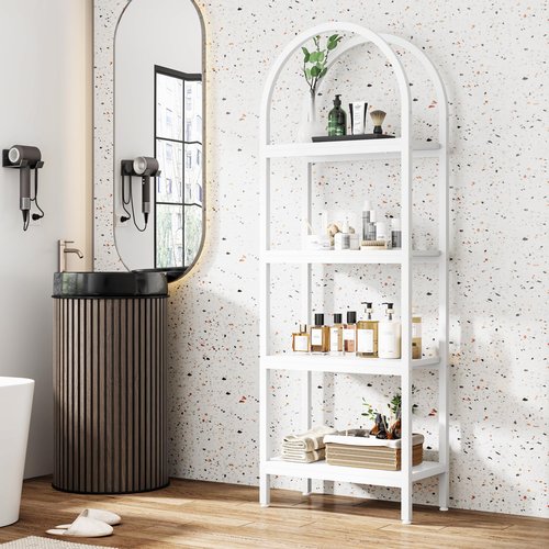 Tribesigns 4-Tier Open Bookshelf, 70.8" Industrial Wood Bookcase Storage Shelves with Metal Frame, Freestanding Display Rack Tall Shelving Unit for Office, Bedroom, Living Room (White, 1PC)