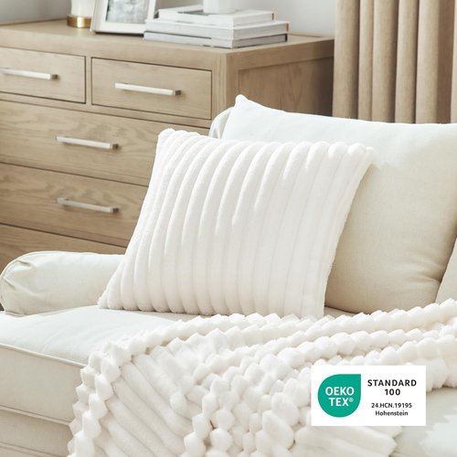 Bedsure Decorative Throw Pillow Covers - Double-Sided Striped Design, Soft Fluffy 18x18, Set of 2 for Home Decor