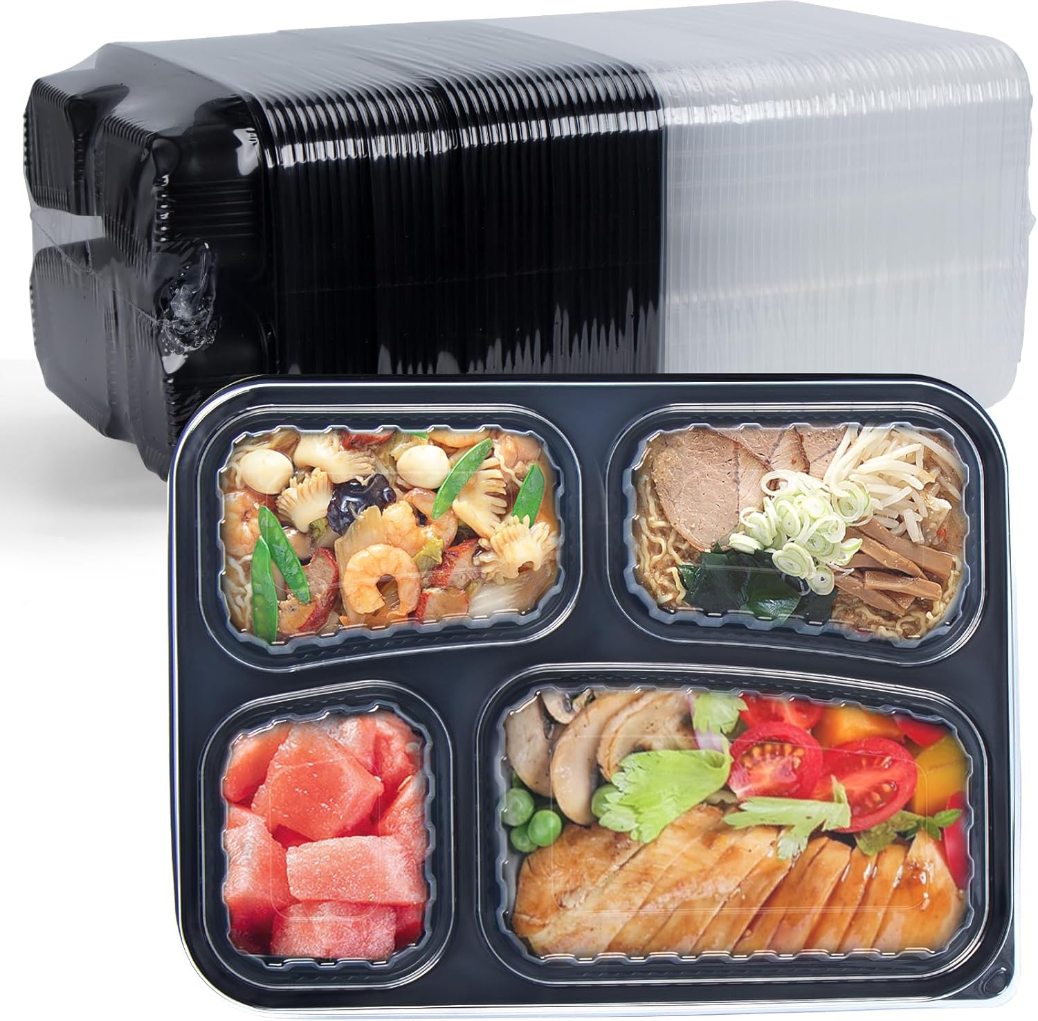 Skiennix To Go Containers - 34 oz Leakproof Meal Prep | 40 Pack BPA-Free Plastic | Microwave & Freezer Safe