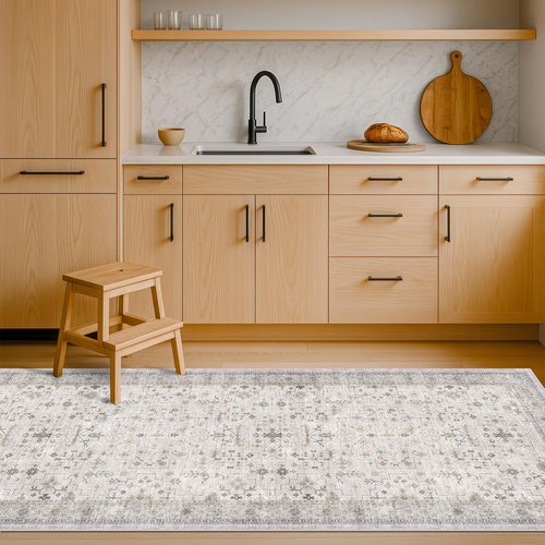 Hazo Haus Washable Light Gray 2'6" x 8' Non-Slip Runner Rug | Stain Resistant for Kitchen & Hallway