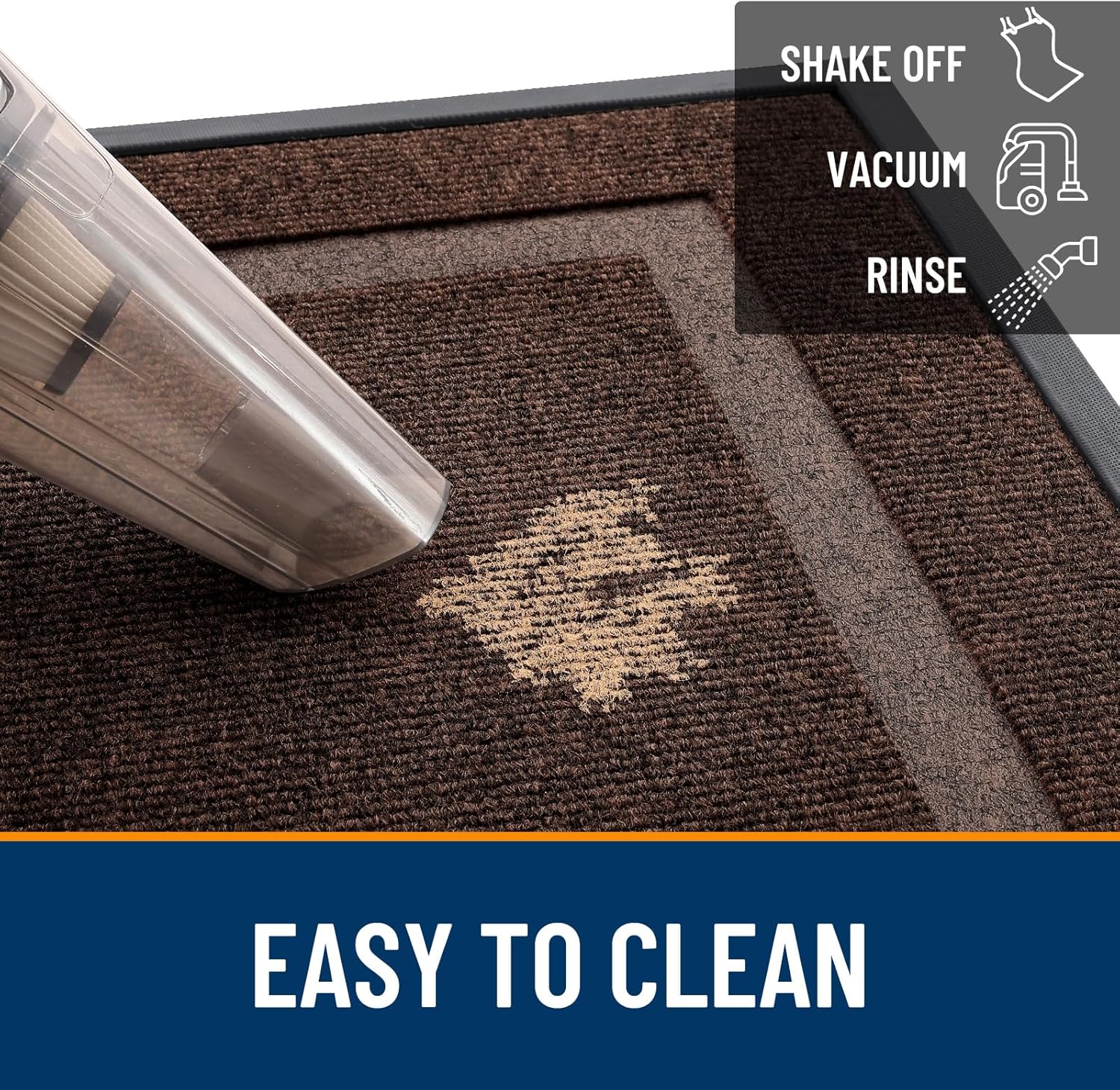 OLANLY Indoor Outdoor Front Door Mat - Waterproof All-Season Doormat, Sturdy Rubber, 59x23, Dark Brown