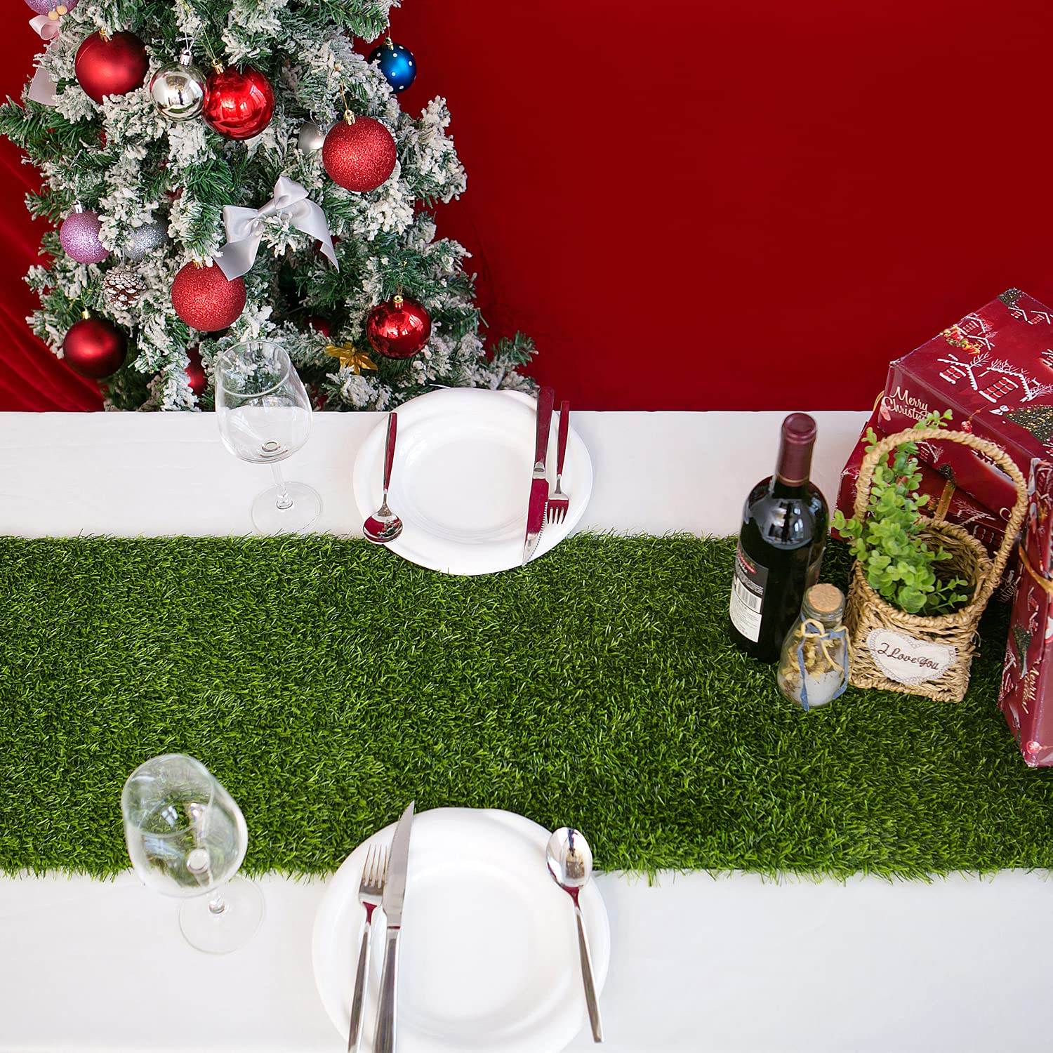 Artificial Grass 14 x 48 inch Table Runner, Perfect for Spring, Fall Holidays, Parties, Catered Presentations, Baby Showers, Birthdays, Candy Buffets, Restaurant Decoration, Dessert Tables, Wedding
