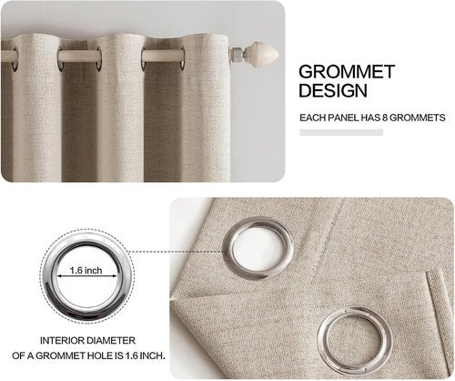 MIULEE Blackout Curtains - 100% Thermal Insulated Linen Textured Drapes | Taupe, 52 x 45 Inch (2 Panels)