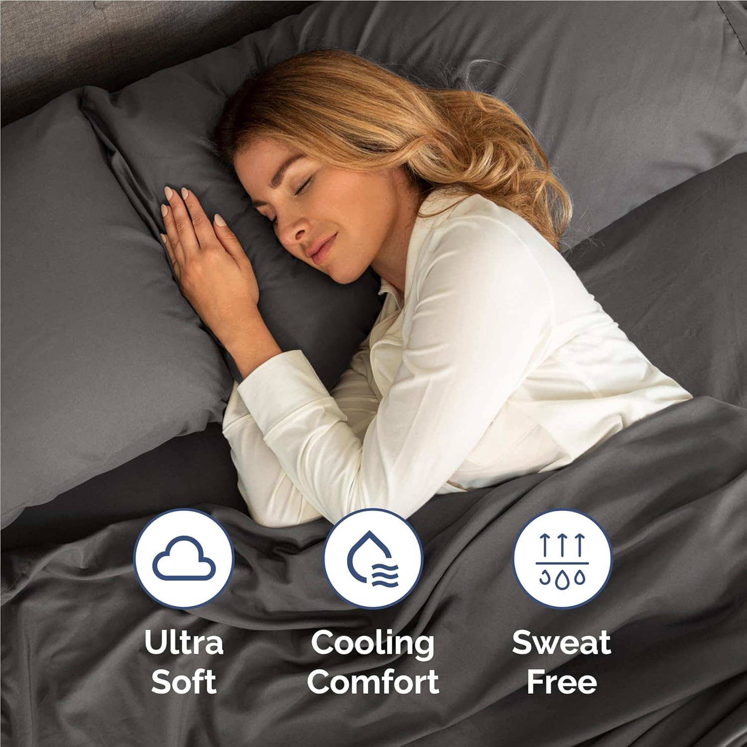 Regine Switzerland Twin XL Sheet Set - Comfy Cooling Bedding for All - Deep Pockets, Soft & Wrinkle-Free - Charcoal