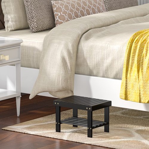 Wooden Step Stool for Kids Adults Small Wood Shower Foot Rest Stool Shaving Legs Potty Stool for Bathroom Sink Bed Kitchen