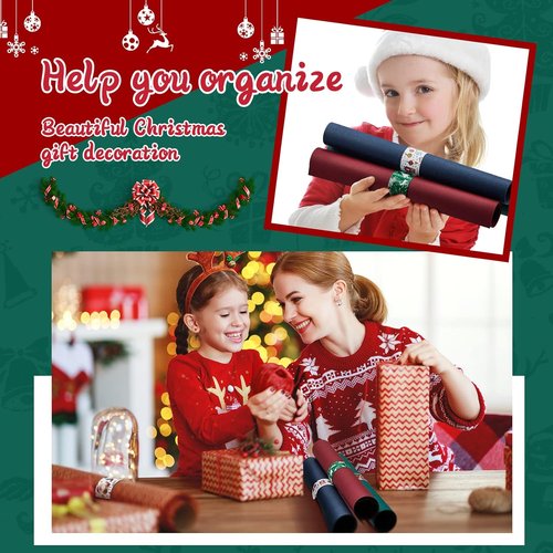 Lewtemi Gift Wrap Holder - 48-Piece Christmas Wrapping Paper Roll Storage with Metal Strips | 1.2 x 8.7 Inch