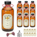 YINGERHUAN 8oz Glass Vanilla Extract Bottles,10 Pack Round Amber Glass Boston Bottles with Caps ， Stickers and Funnel ，Applicable to Essential Oils, Wedding, Christmas
