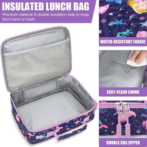 Fimibuke Kids Bento Lunch Box Set - 4 Compartments, Insulated Bag, Stainless Steel Bottle & Utensils | Perfect Birthday Gift for Ages 3-12