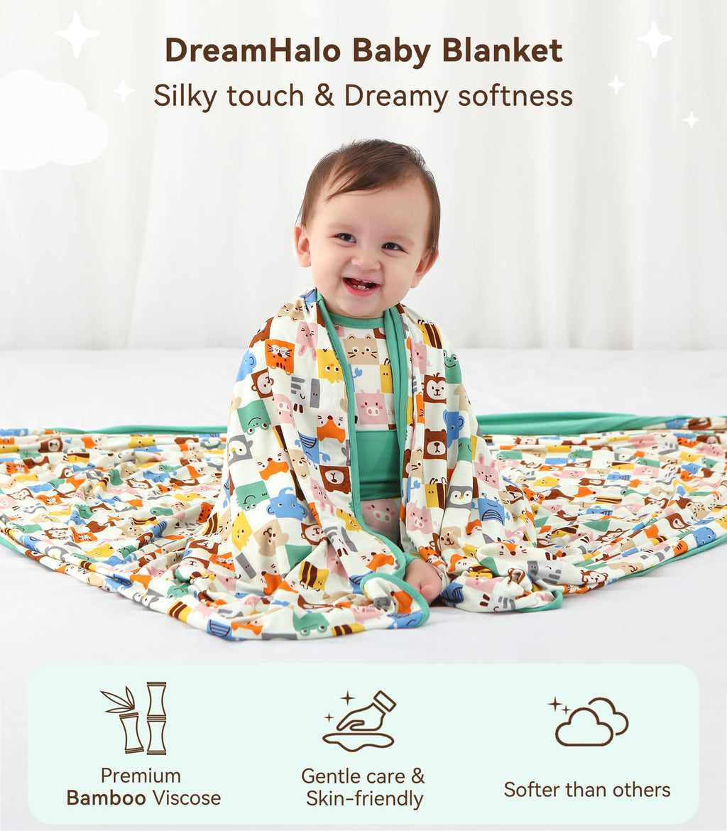 DREAMHALO Premium Baby Blankets, Soft Viscose from Bamboo Blanket for Boys and Girls, Nursery Crib Bedding Quilt for Newborn and Toddler, Cooling for Hot Sleepers 50'' x 50'' Bear