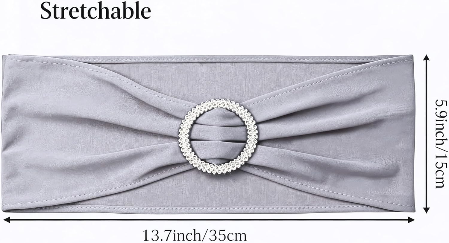 Skiennix 50 Pack Spandex Chair Sashes - Silver Grey with Slider Buckles for Weddings & Events