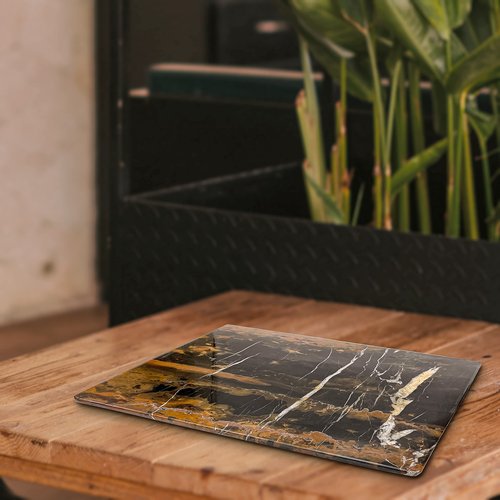 TheWolfard Black Multi Marble cutting board Best cheese - Pastry board and dough rolling Tray for Kitchen & Housewarming Gifts with Handmade Edges & Non-Slip Scratch Proof Pad 12x16