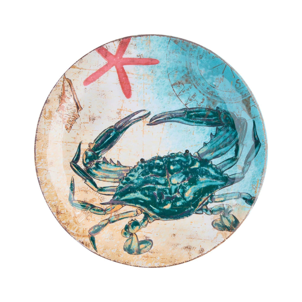 Supreme Housewares 16-Piece Melamine Dinnerware Set, Includes Dinner Plates, Salad Plates, Dessert Plates, Bowls, Service for 4. (Crab)