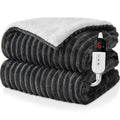 Easthome Electric Heated Blanket Queen Size Dual Control - 84"x90" Fast Heating Bed Blankets with 6 Heating Levels & 10 Hours Auto Off, Soft Ribbed Flannel, Over-Heat Protection ETL, Dark Gray