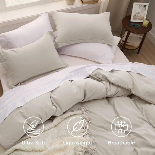 Bedsure Duvet Cover Set - Full Size 3-Piece Extra Soft Cotton-Like Bedding | 80x90 Inches with Zipper Closure